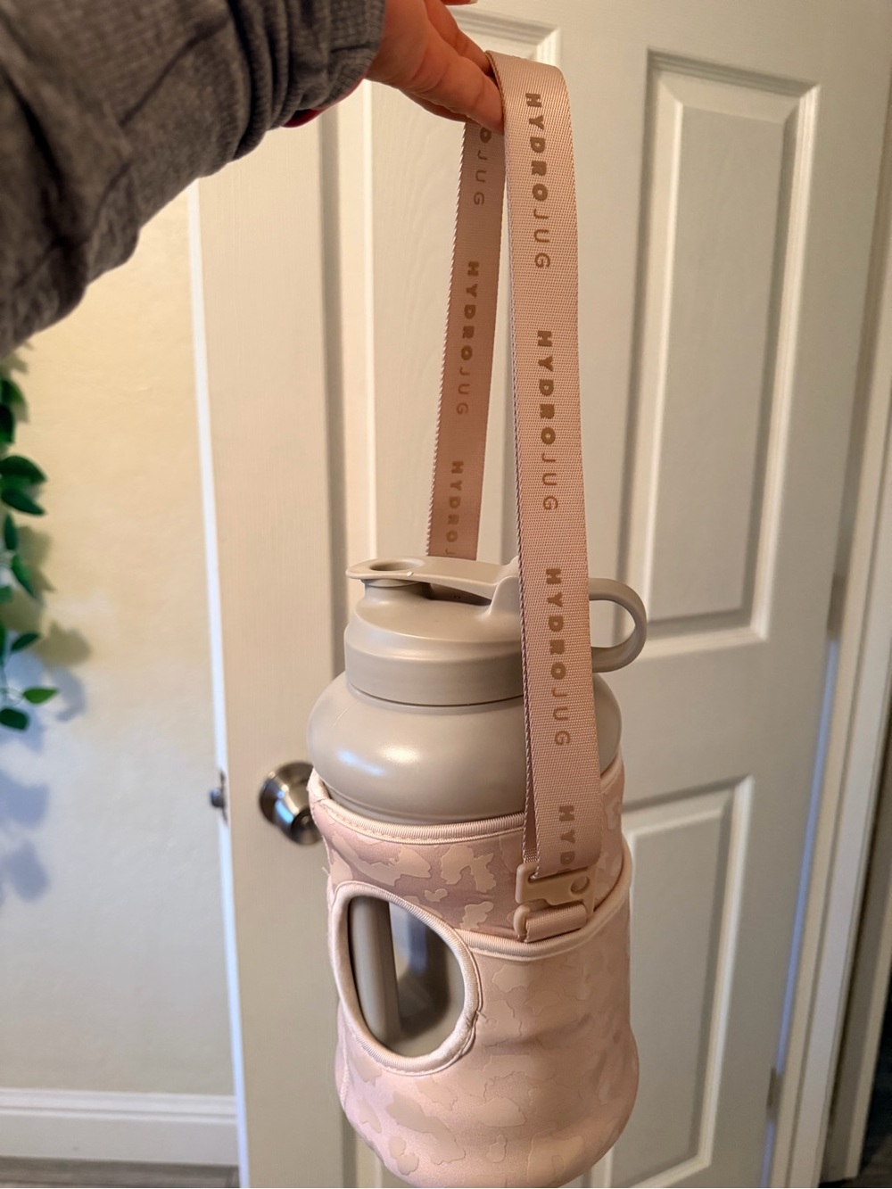 HydroJug Pale Pink Bottle Carrier with Branded Strap